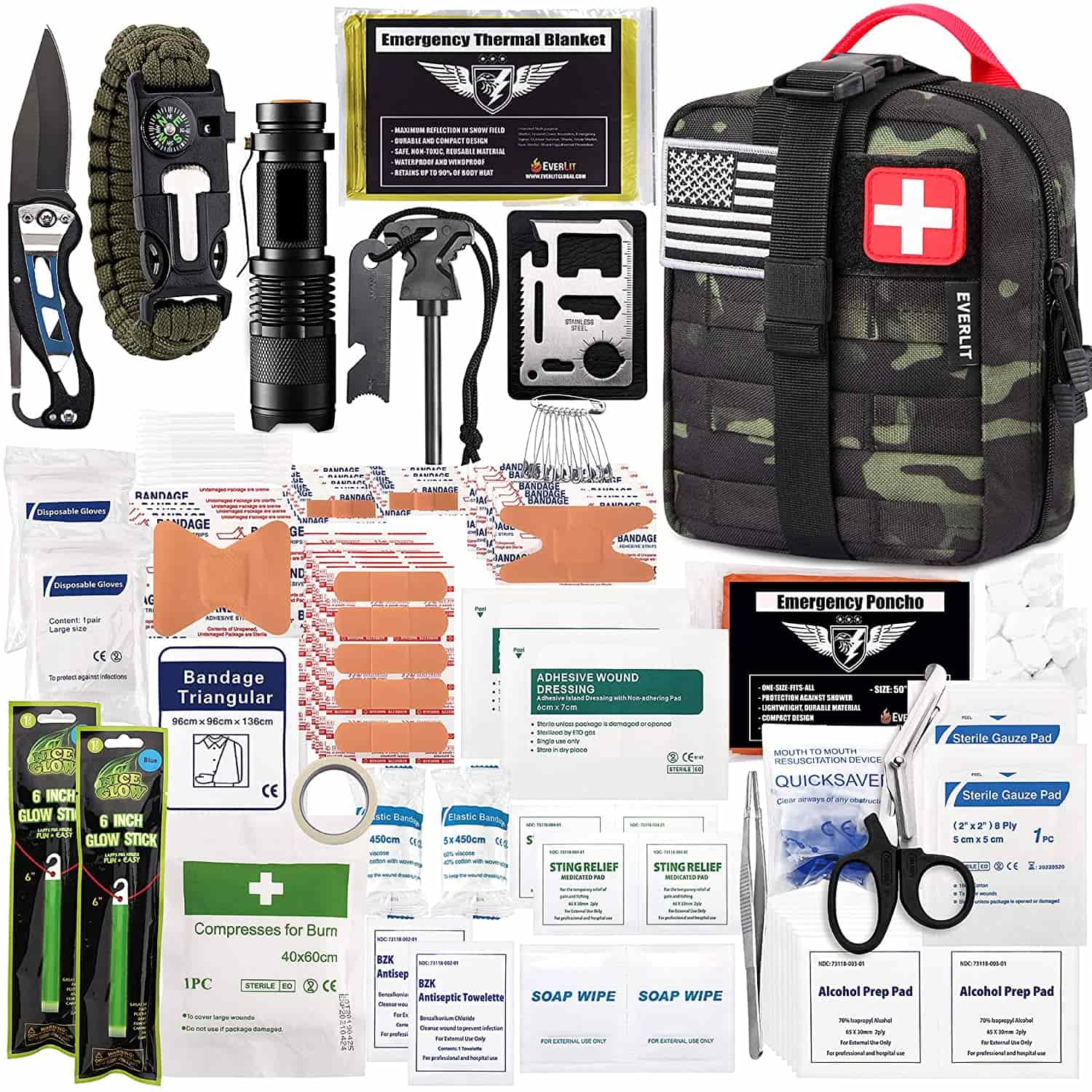 Black Camo Survival First Aid Kit Berisi 250 Buah First Aid Kit