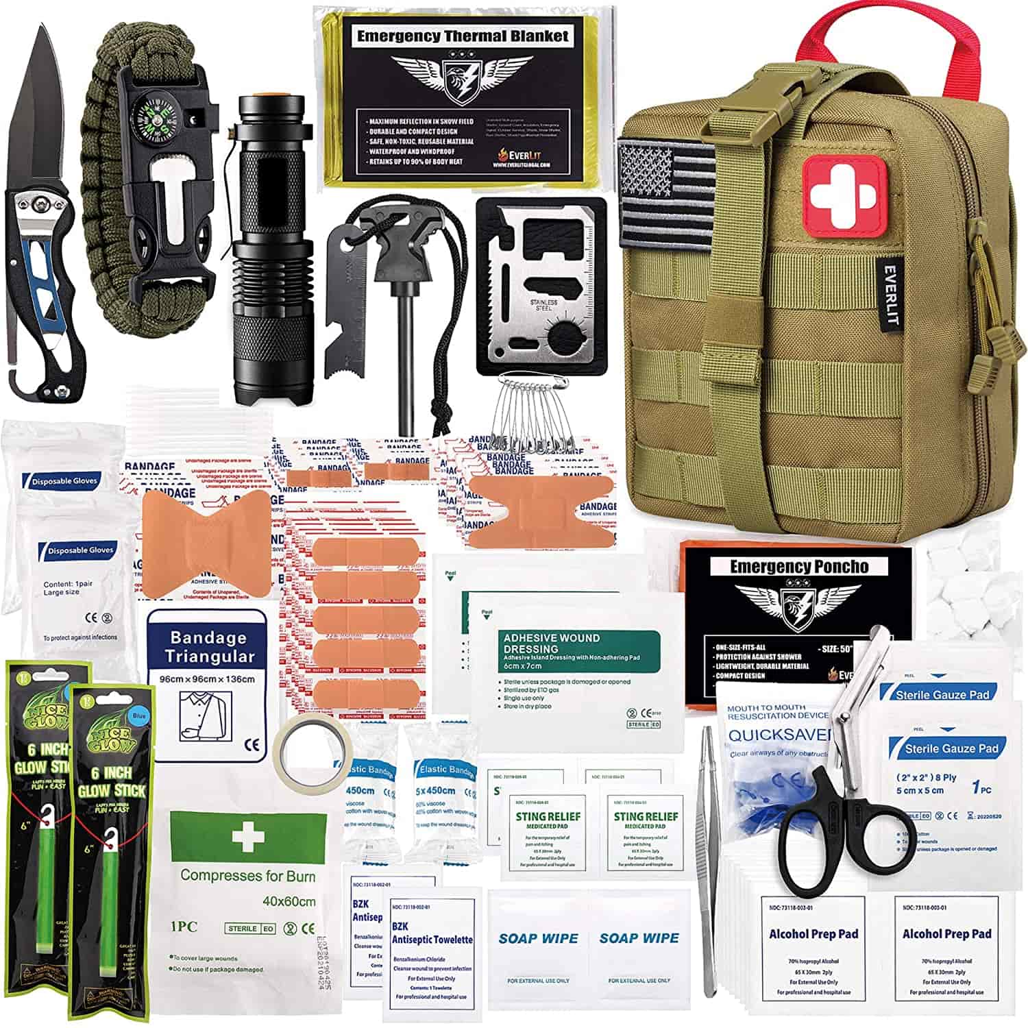 Brown Survival First Aid Kit Berisi 250 Buah First Aid Kit